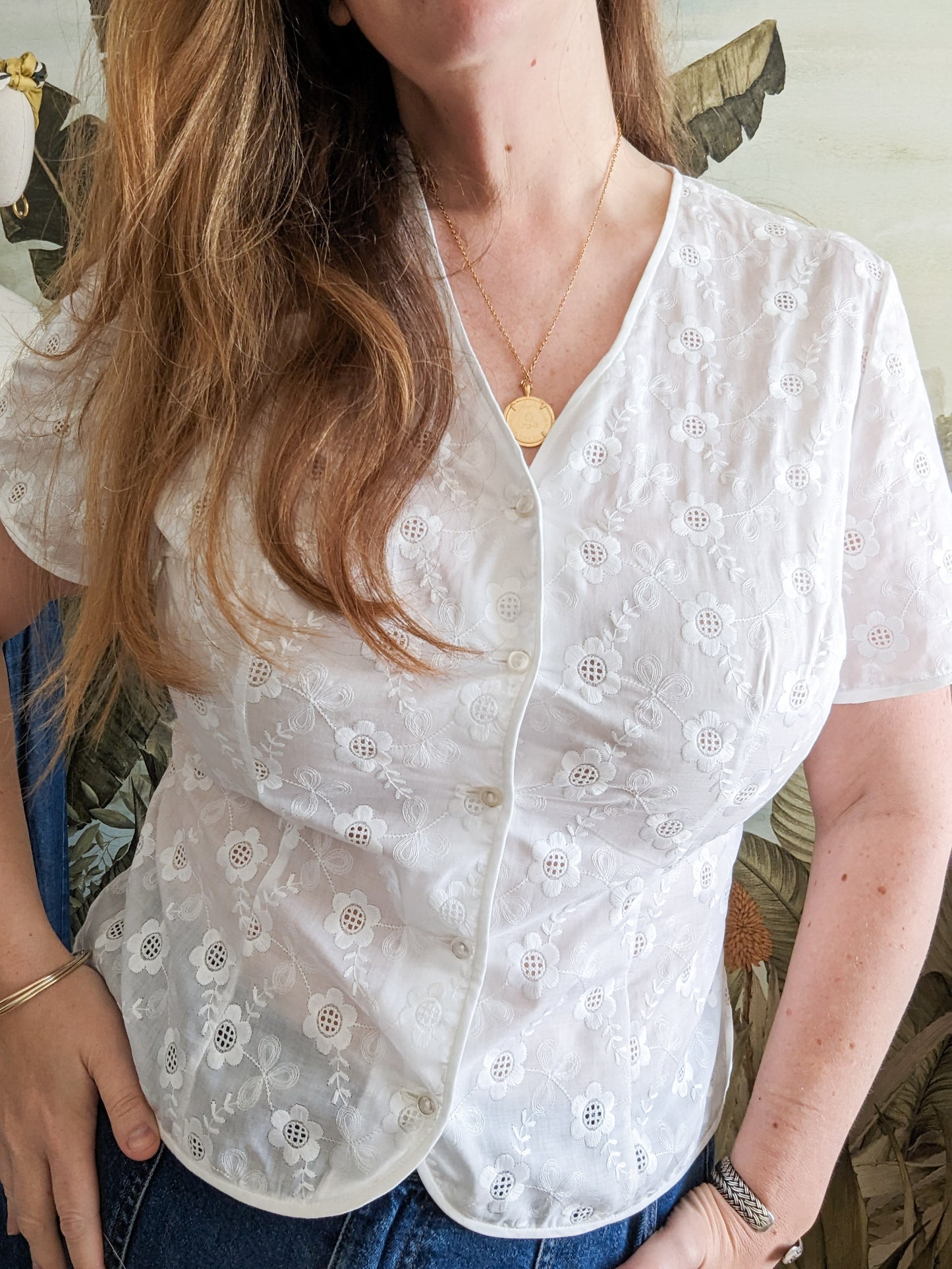 Chemise 70's broderie anglaise taille 42