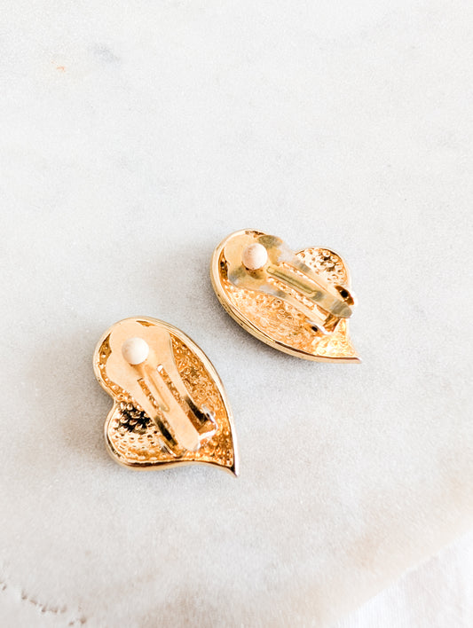 Boucles coeurs laquées vert émeraude