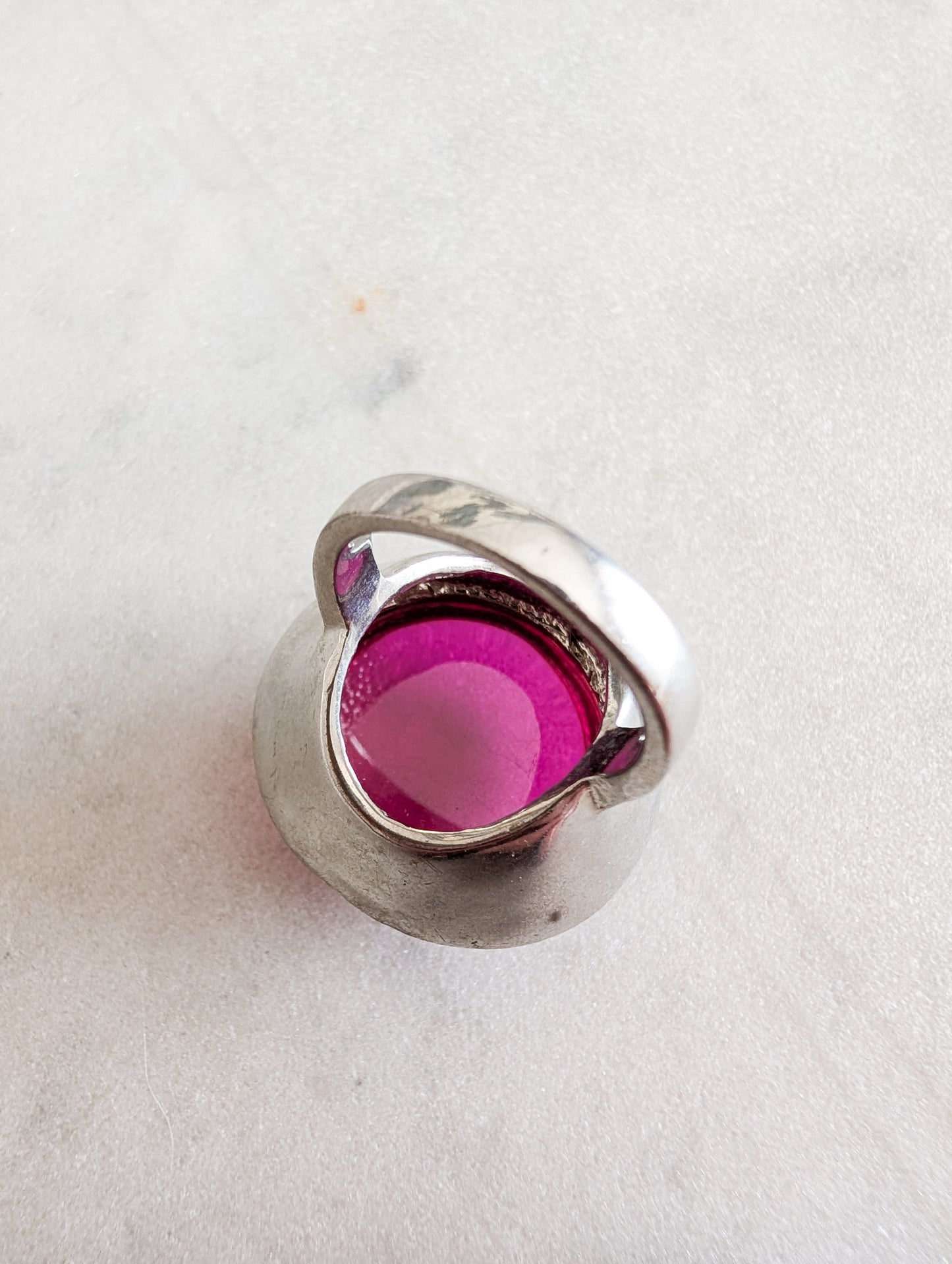 Bague Cocktail résine rose taille 59