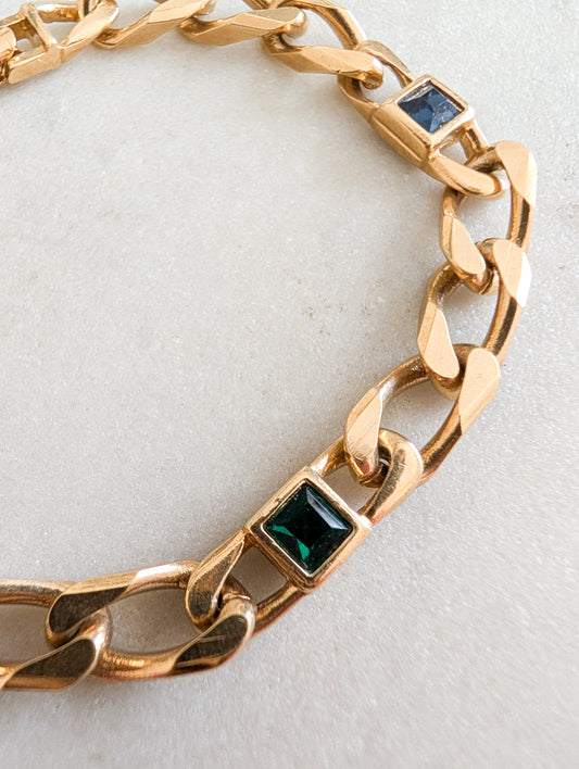 Bracelet gourmette pierres colorées