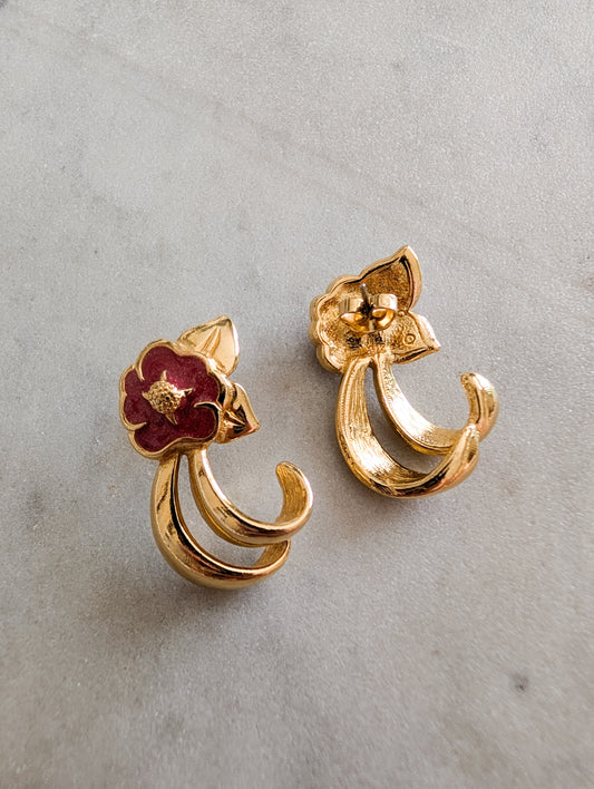 Boucles fleurs américaines oreilles percées