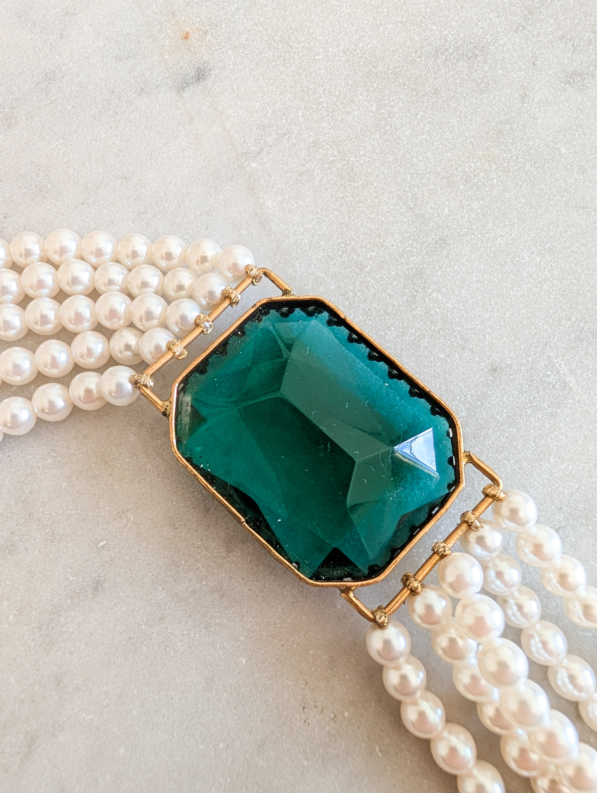 Bracelet perles pierre en verre vert