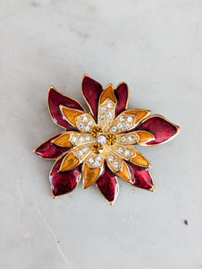 Broche fleur rouge