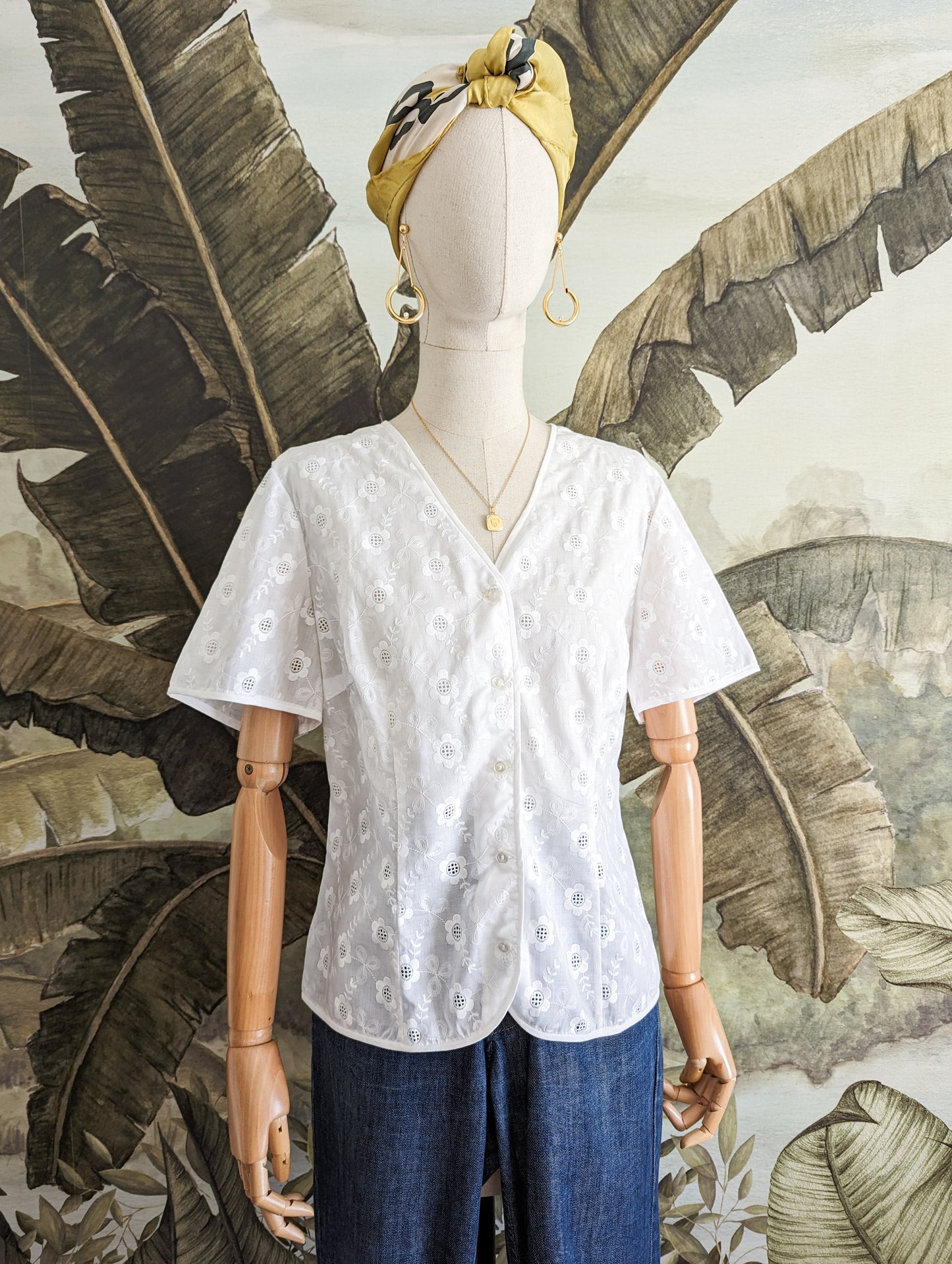 Chemise 70's broderie anglaise taille 42