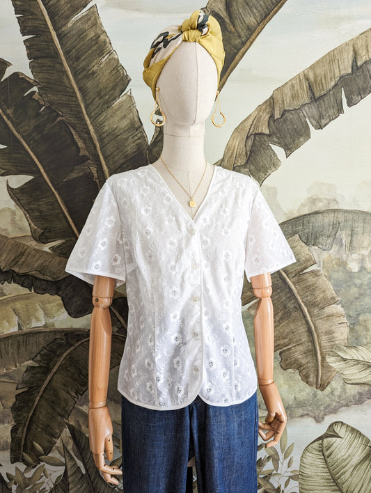 Chemise 70's broderie anglaise taille 42