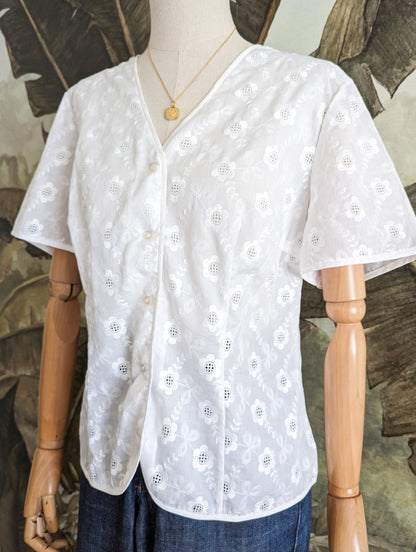Chemise 70's broderie anglaise taille 42