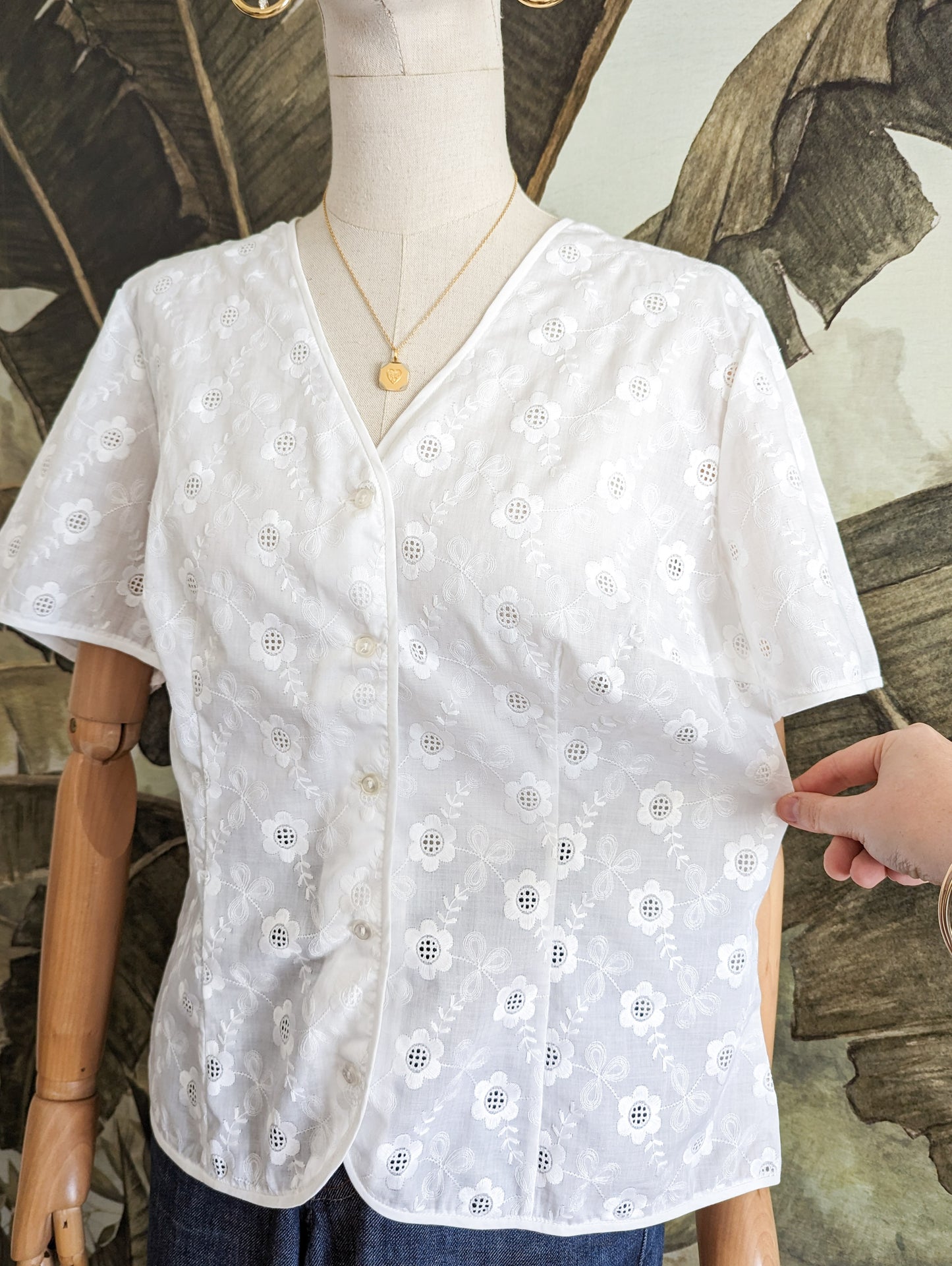 Chemise 70's broderie anglaise taille 42
