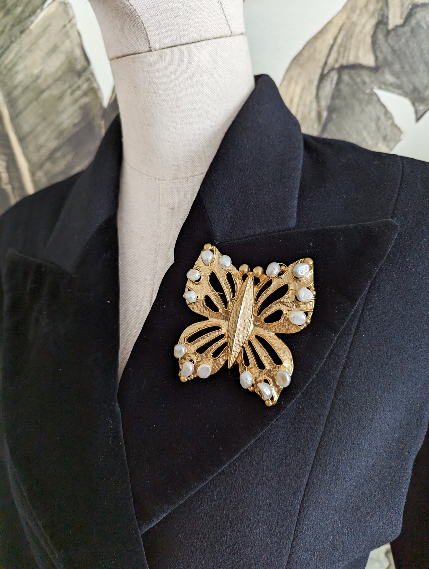 Grande broche papillon perles