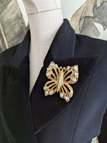Grande broche papillon perles