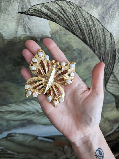 Grande broche papillon perles