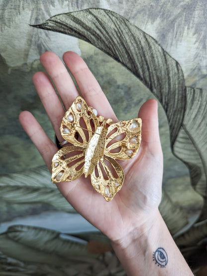 Grande broche papillon perles