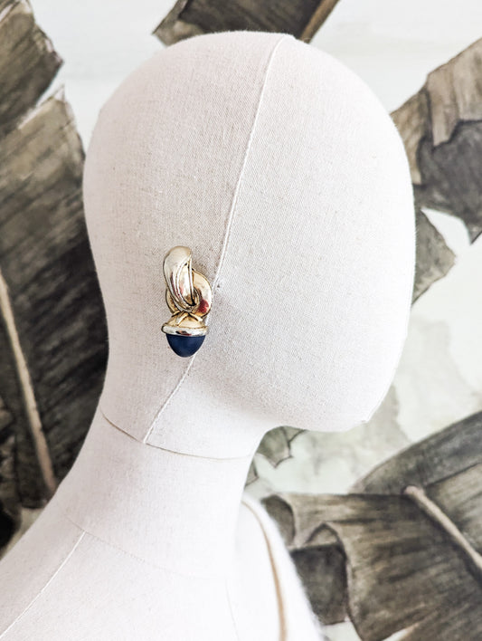 Boucles à clips Cabochon Bleu