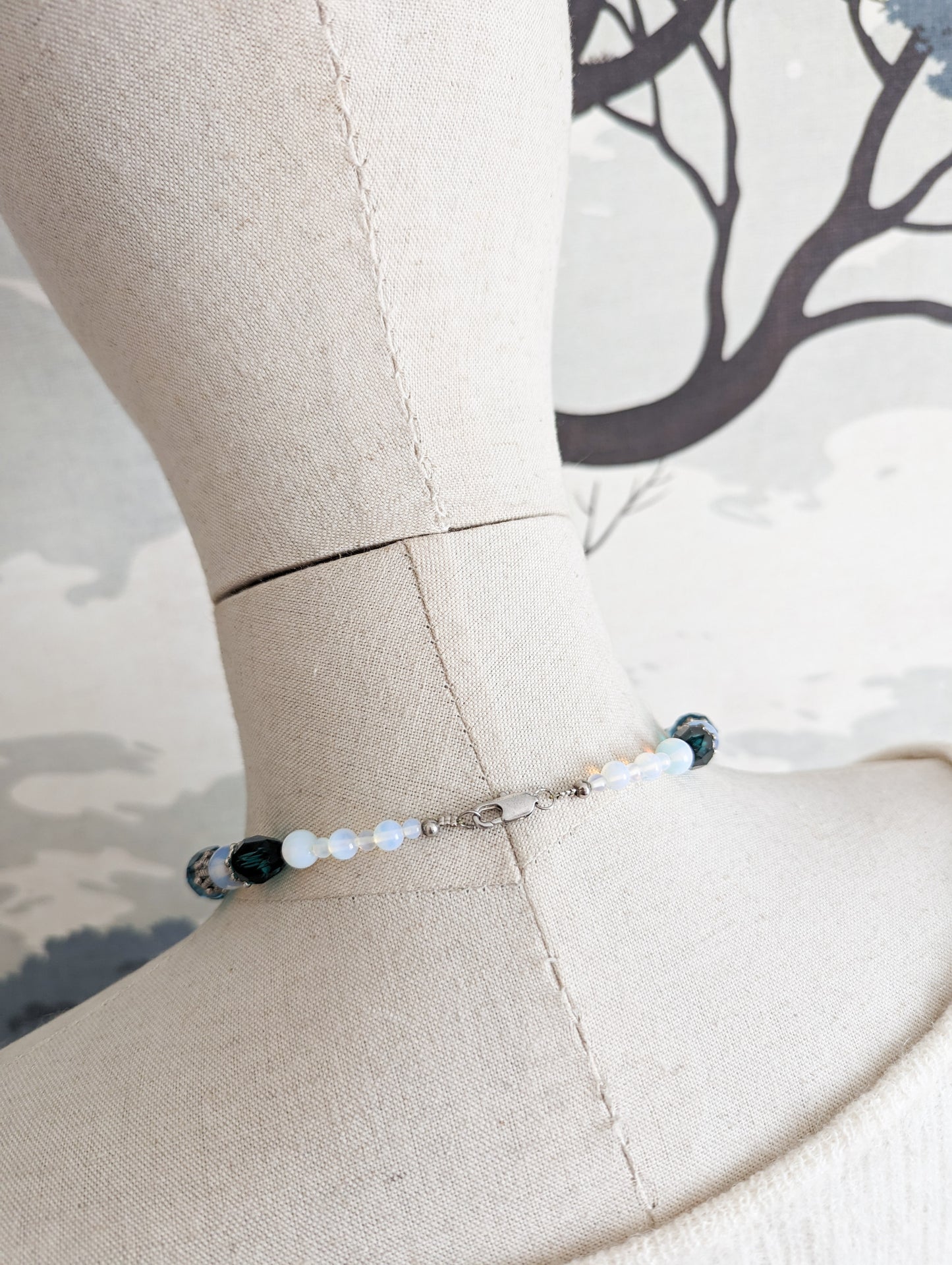 Collier verre perles de lune