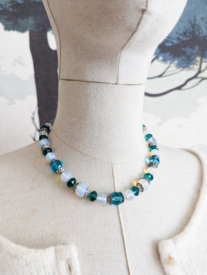 Collier verre perles de lune