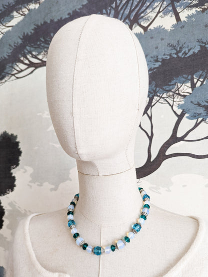 Collier verre perles de lune