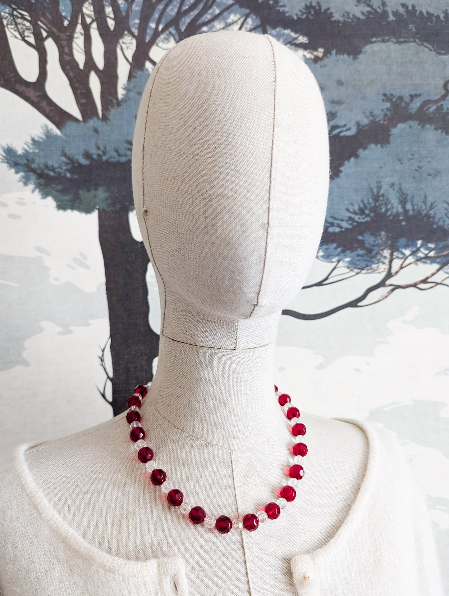 Collier verre rouge