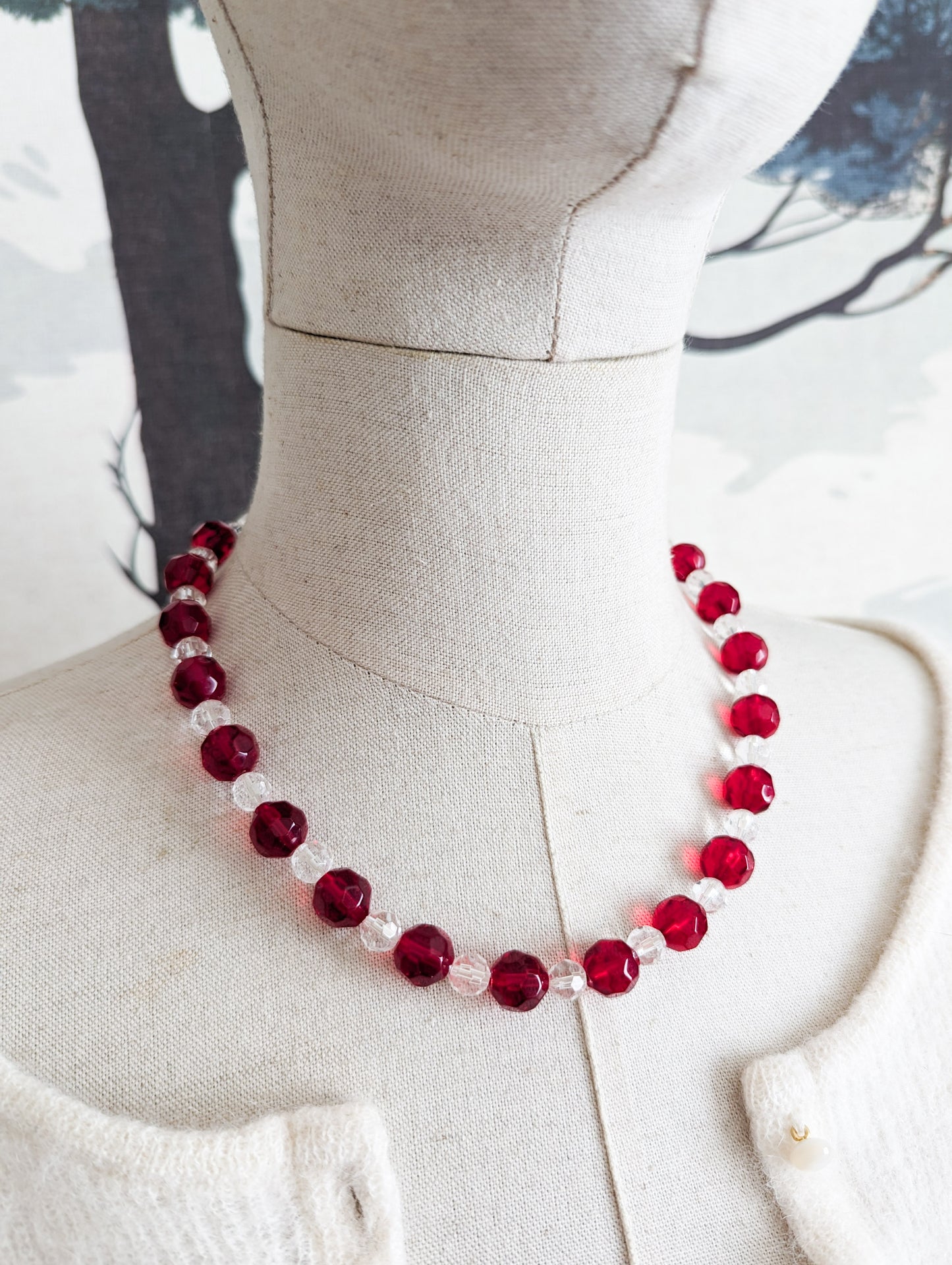 Collier verre rouge