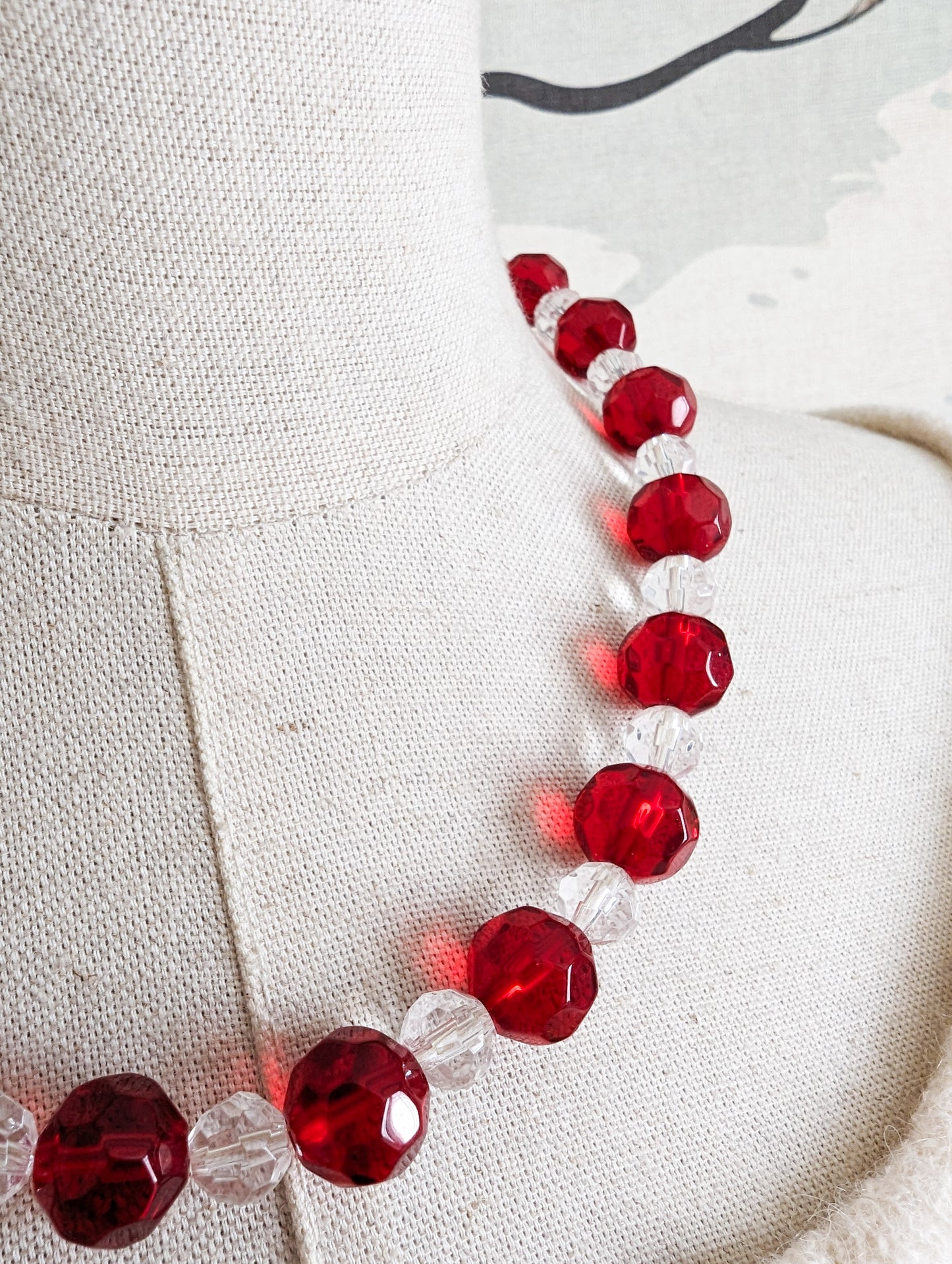 Collier verre rouge