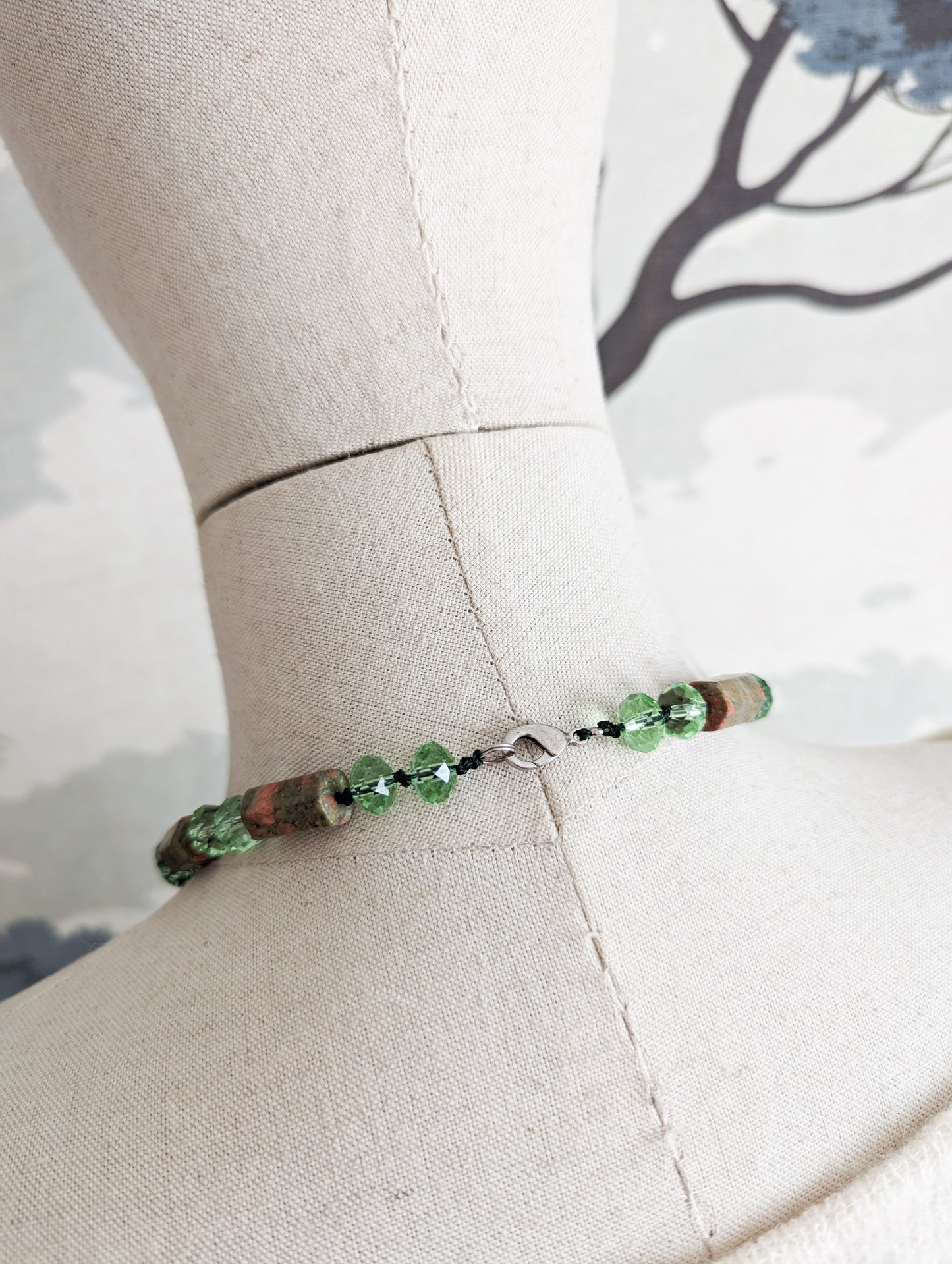 Collier Unakite et verre