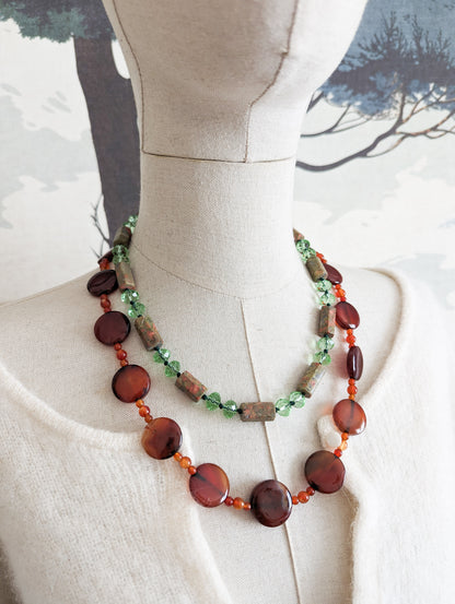 Collier Unakite et verre