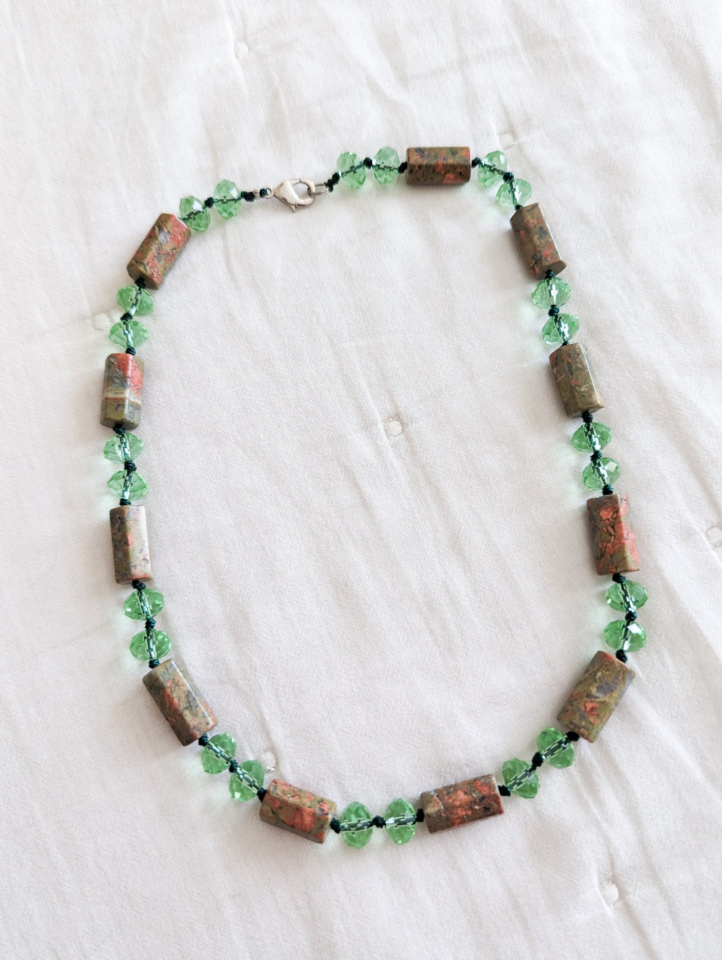 Collier Unakite et verre
