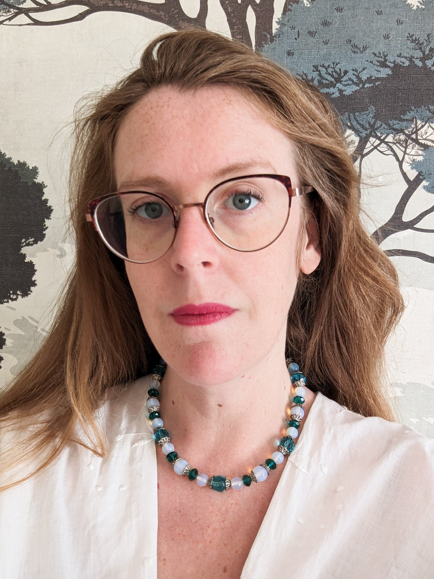 Collier verre perles de lune