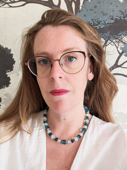 Collier verre perles de lune