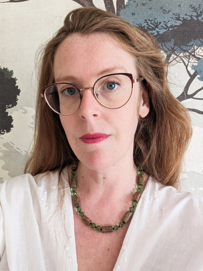 Collier Unakite et verre