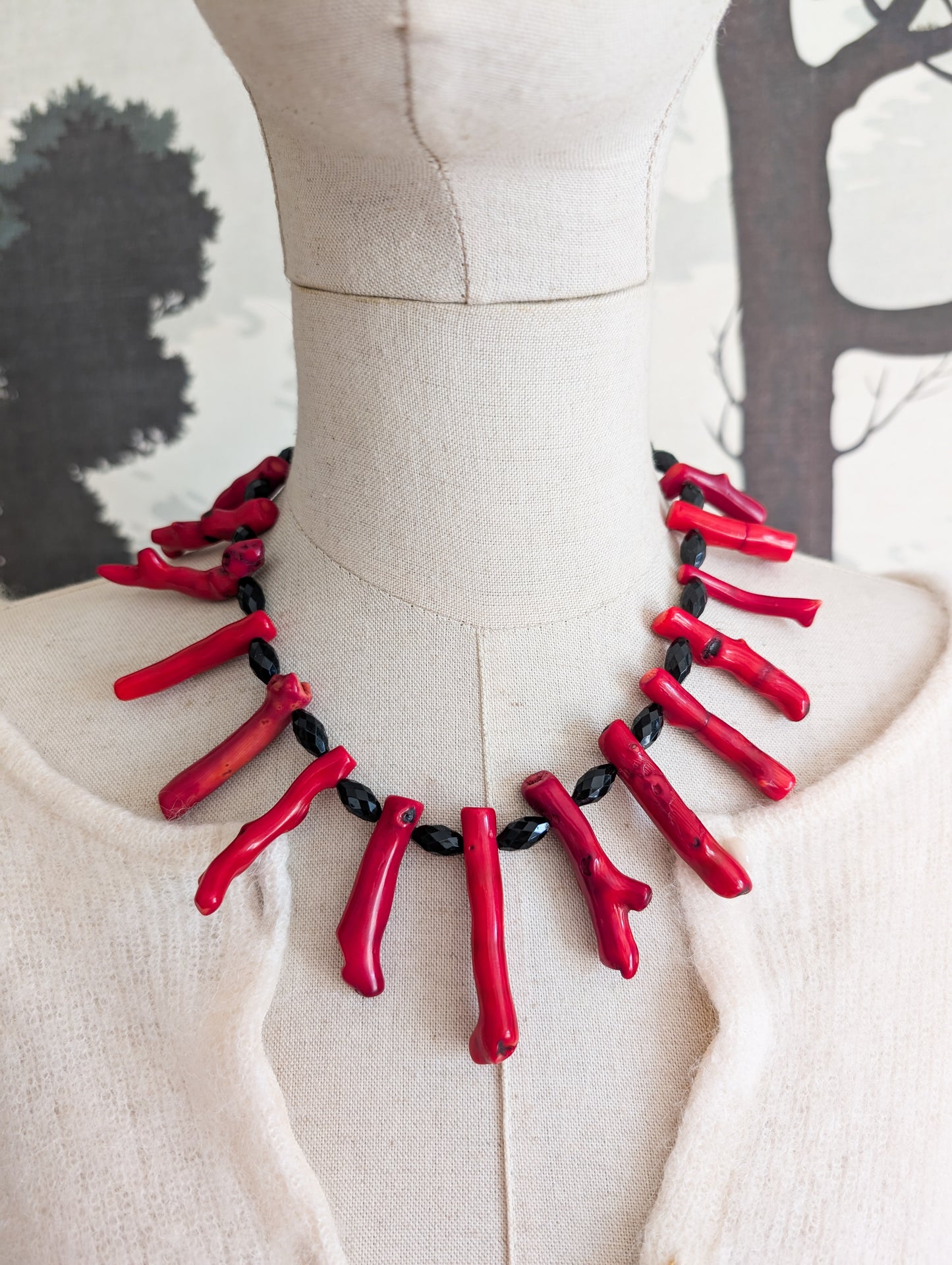 Collier corail bambou