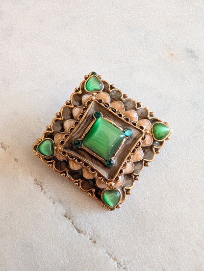 Broche cabochons  vert