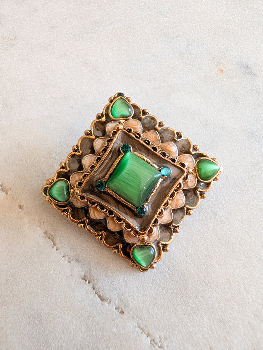 Broche cabochons  vert