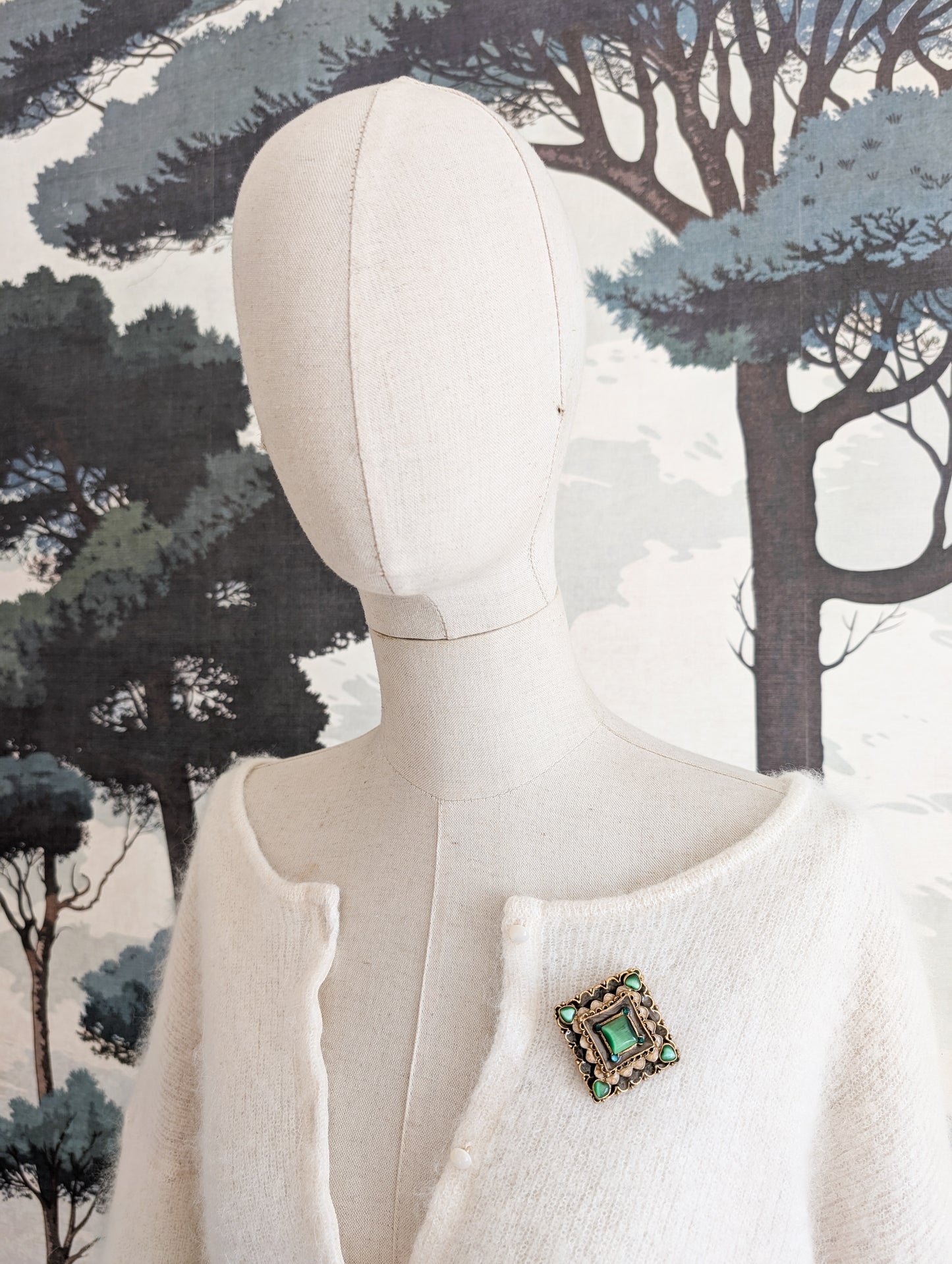 Broche cabochons  vert