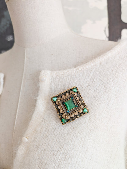 Broche cabochons  vert