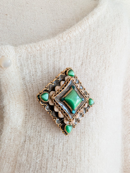 Broche cabochons  vert