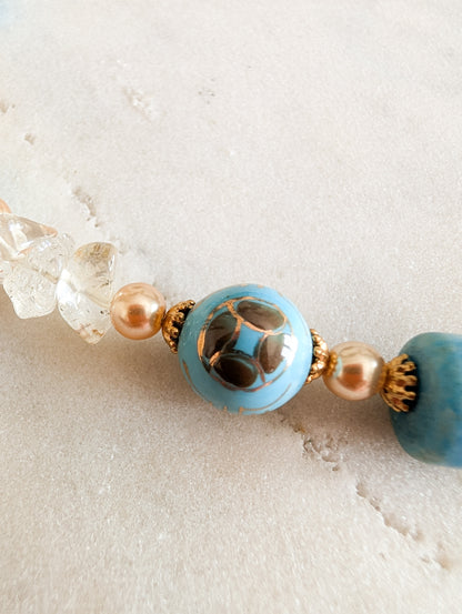 Collier cloisonné et cristaux