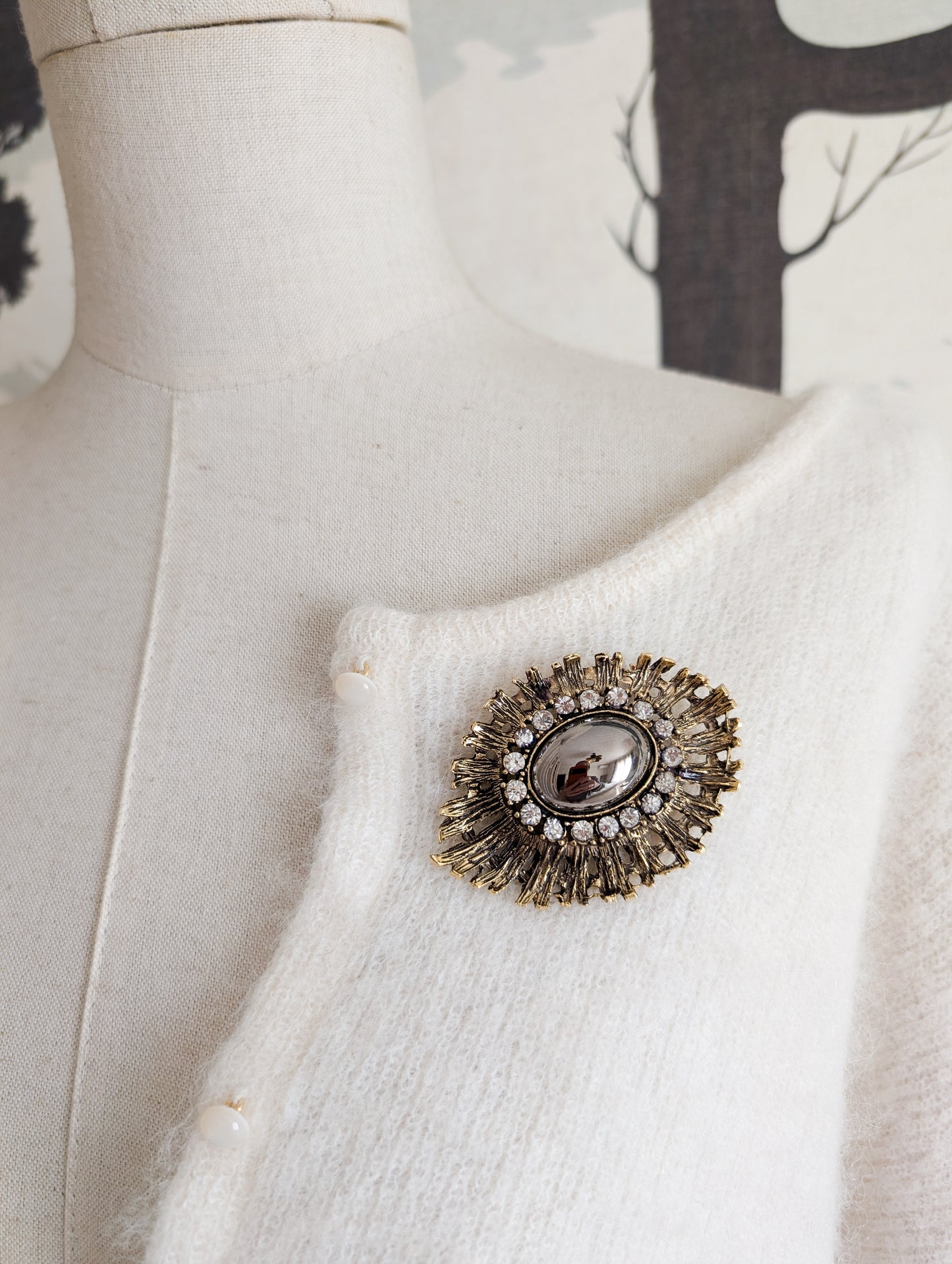 Broche Baroque hématite