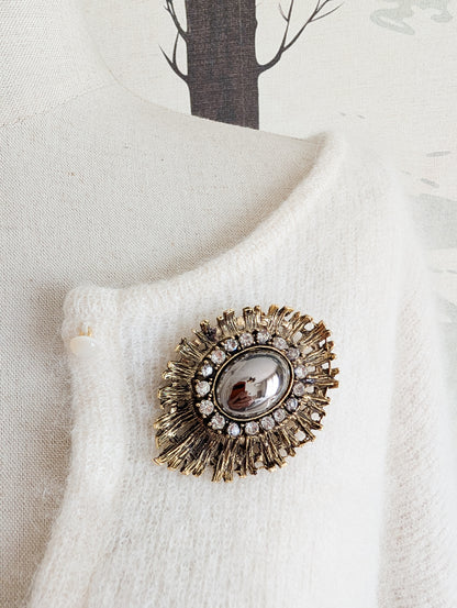 Broche Baroque hématite