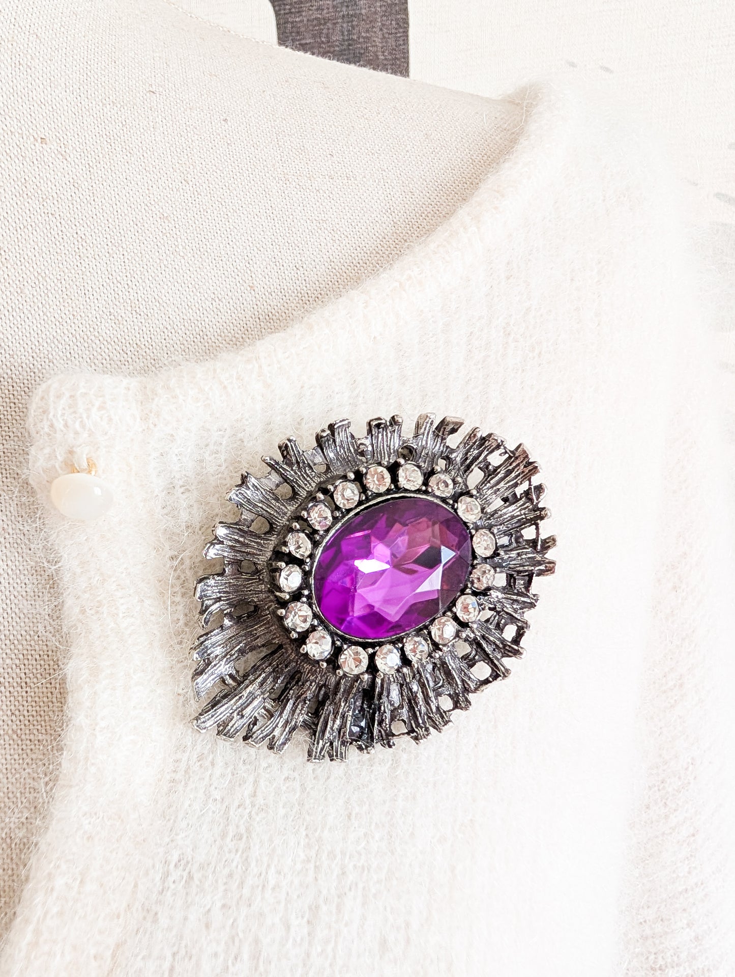 Broche baroque argent