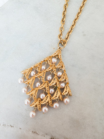 Grand pendentif perles 60's