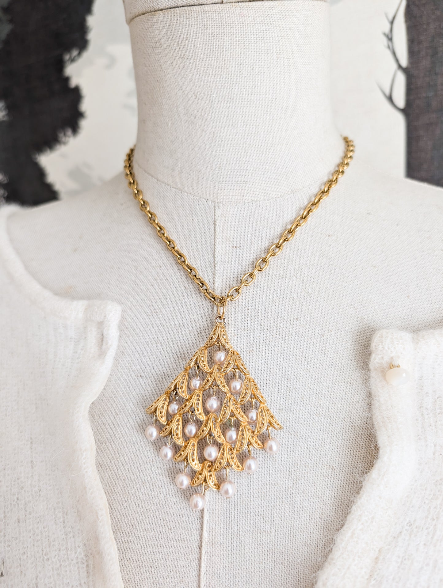 Grand pendentif perles 60's