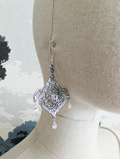 Grandes boucles Art Nouveau pierres blanches