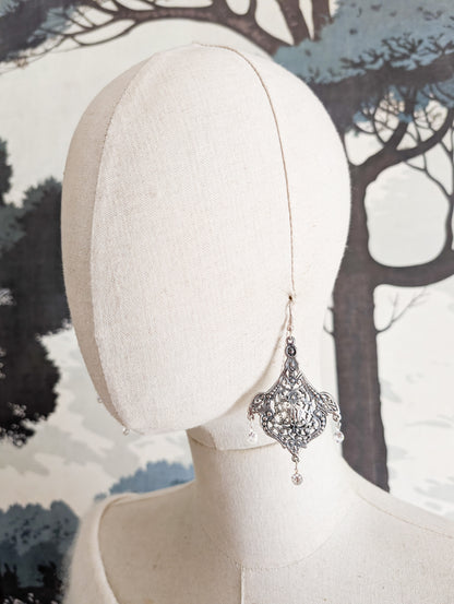 Grandes boucles Art Nouveau pierres blanches