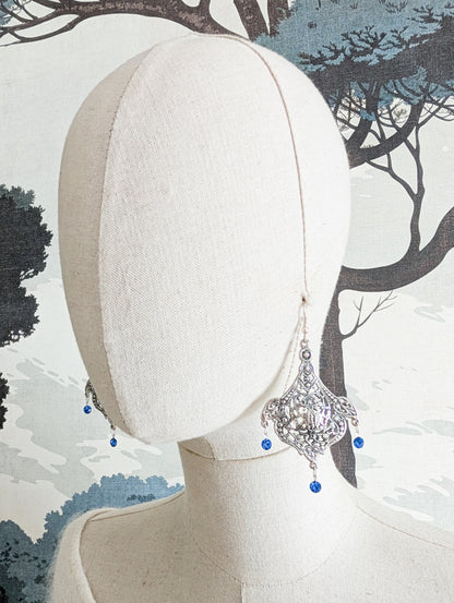 Grandes boucles Art Nouveau pierres bleues