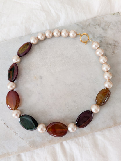 Collier de perles et Agates
