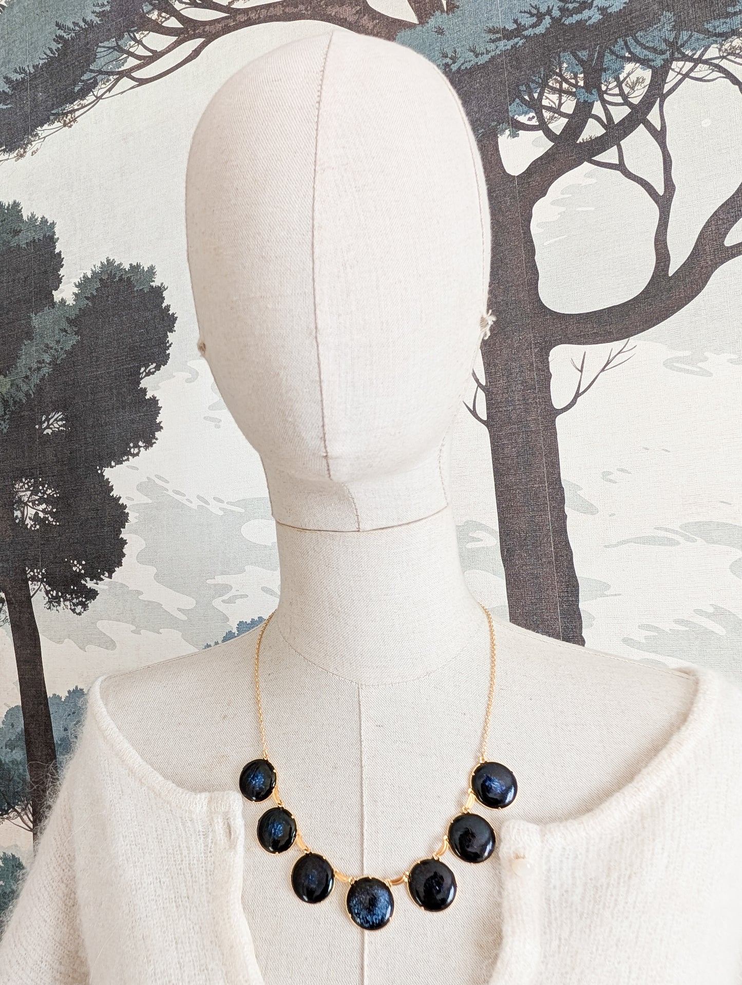 Collier émaux bleu nuit