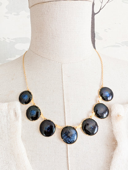 Collier émaux bleu nuit