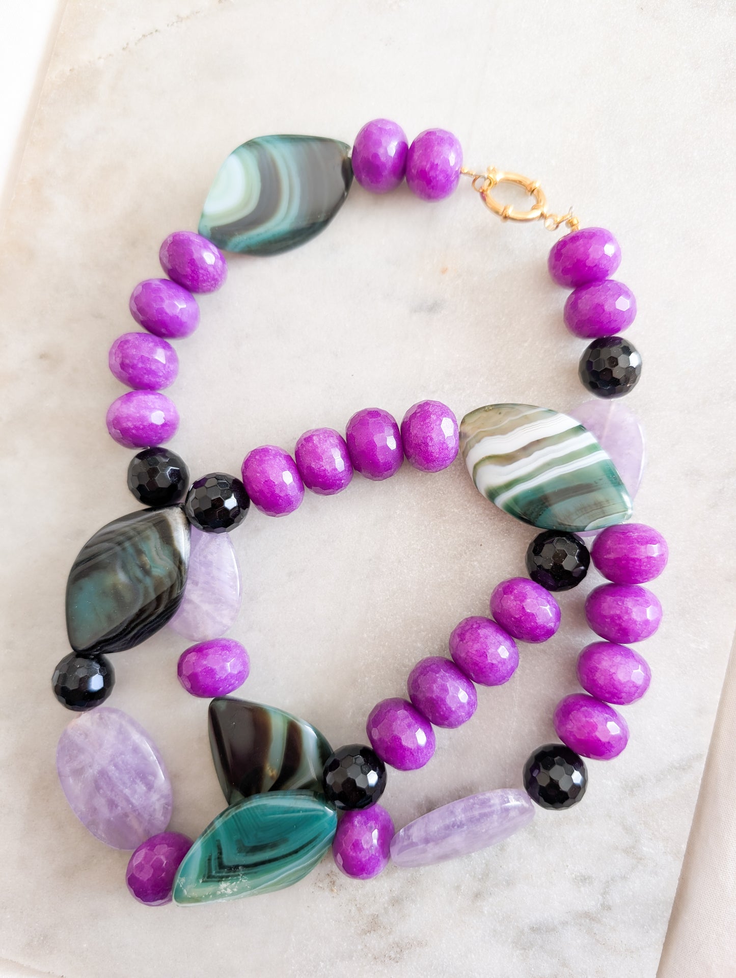 Collier verre et agates