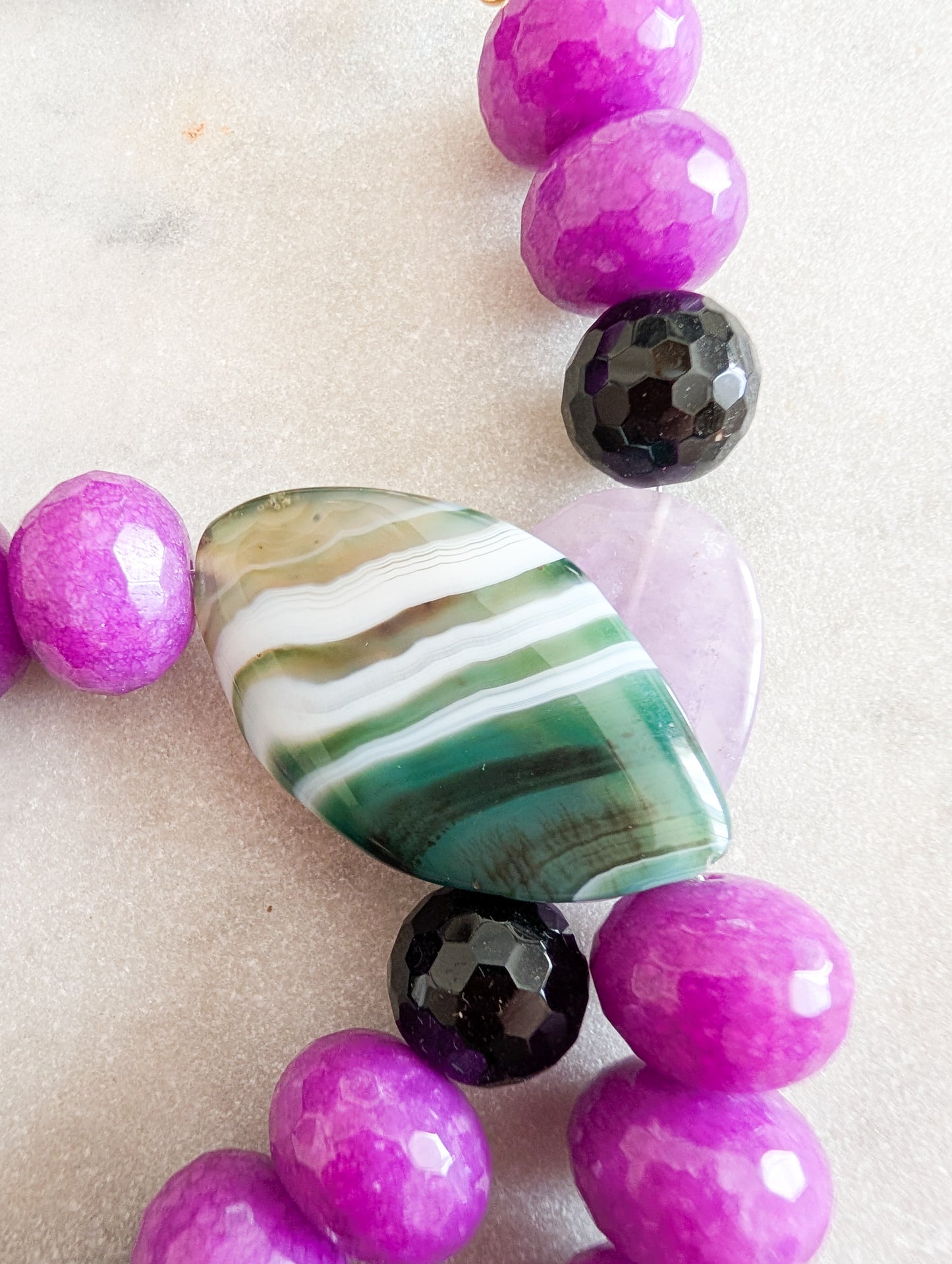 Collier verre et agates