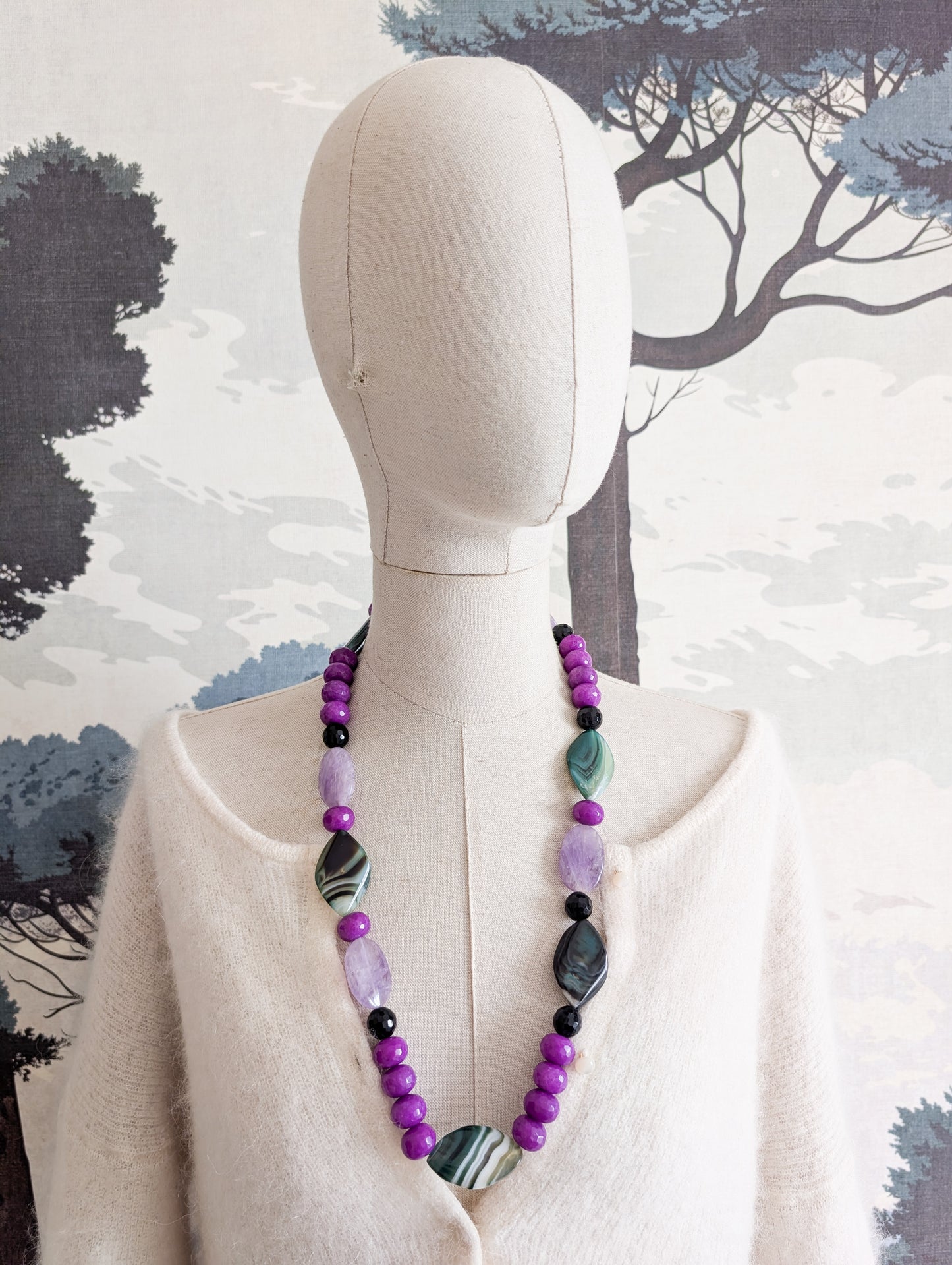 Collier verre et agates