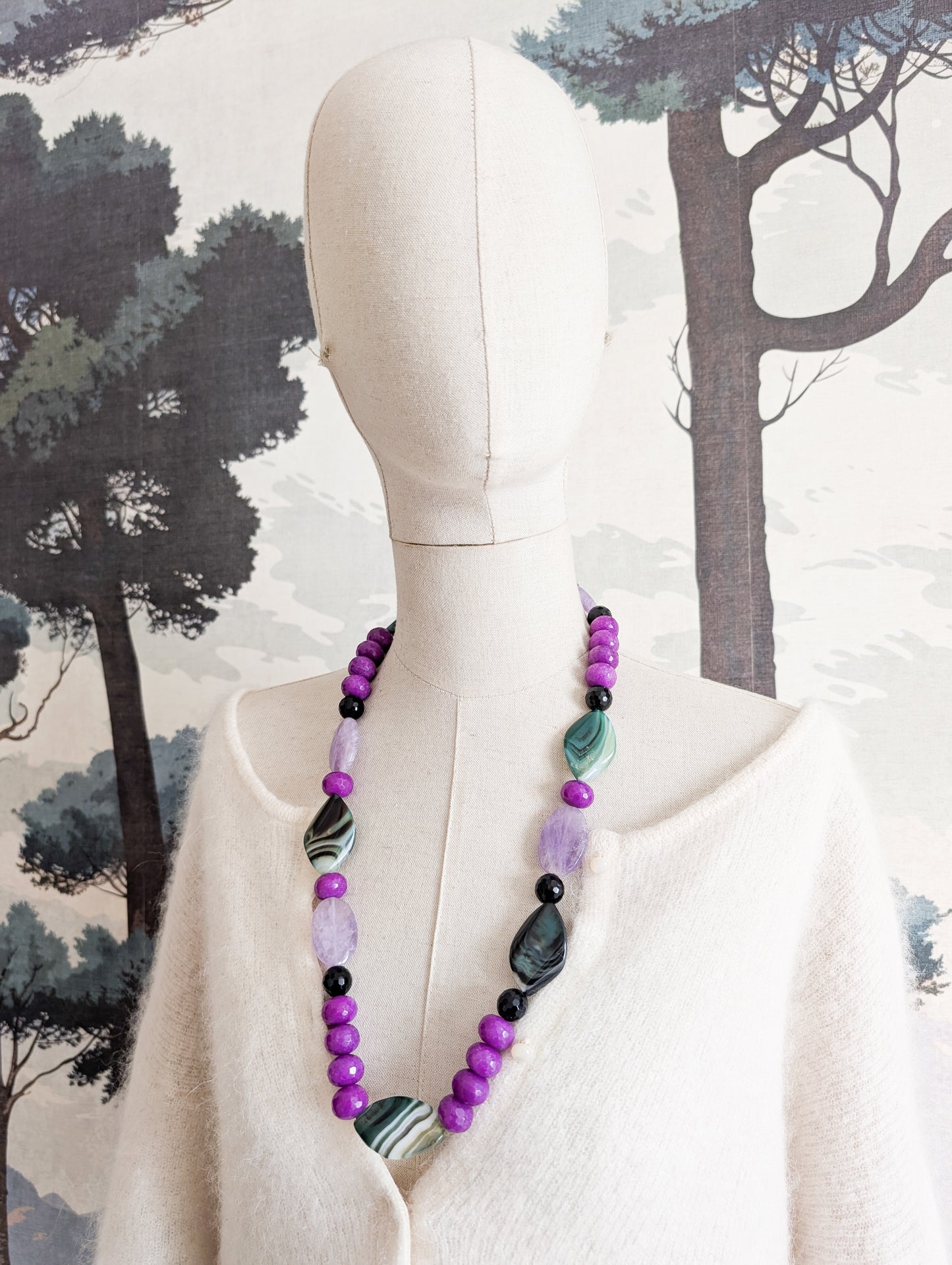 Collier verre et agates